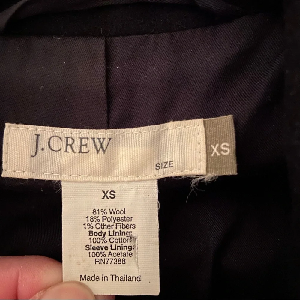 J. Crew Vintage Wool Pea Coat Womens XS Black Wool Blend Classic Button Pockets - Picture 10 of 10